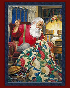 Quilting Santa Christmas Panel & Backing - 36" x 44"