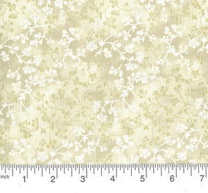 Razzle Dazzle White Natural Floral Tone on Tone Fabric BTY