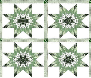 Starlast Green 90" x 35" Cheater Quilt Top Print 7663