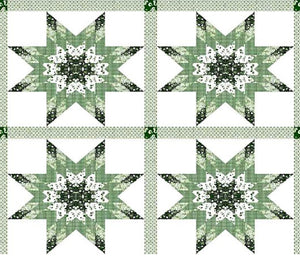 Starlast Green 90" x 35" Cheater Quilt Top Print 7663