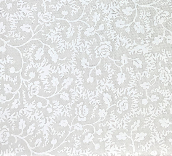 Vintage Vine White Floral Tone on Tone Fabric BTY